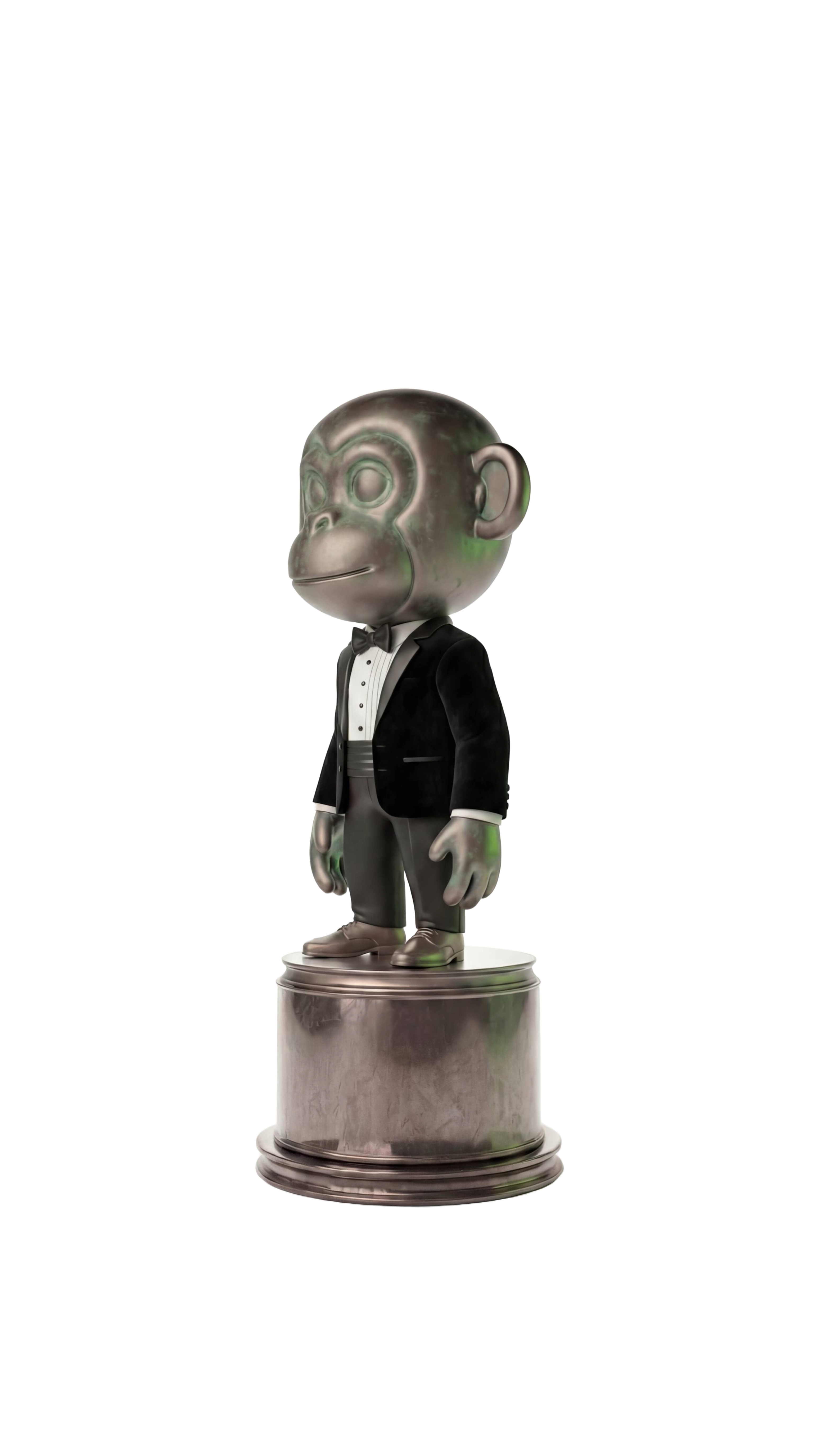 Estatua dorada de mono Meypi Developers - Agencia de Diseño Web