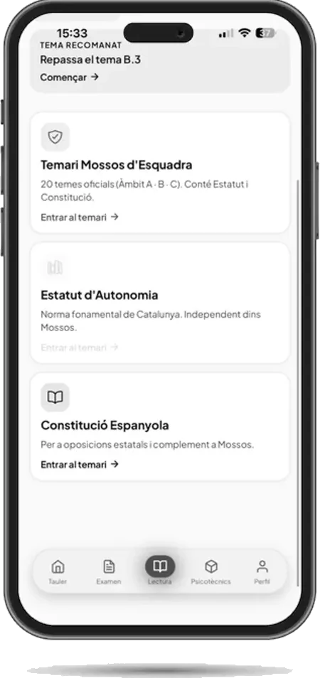 App TestPolicia (iOS) — temario oficial de Mossos d'Esquadra